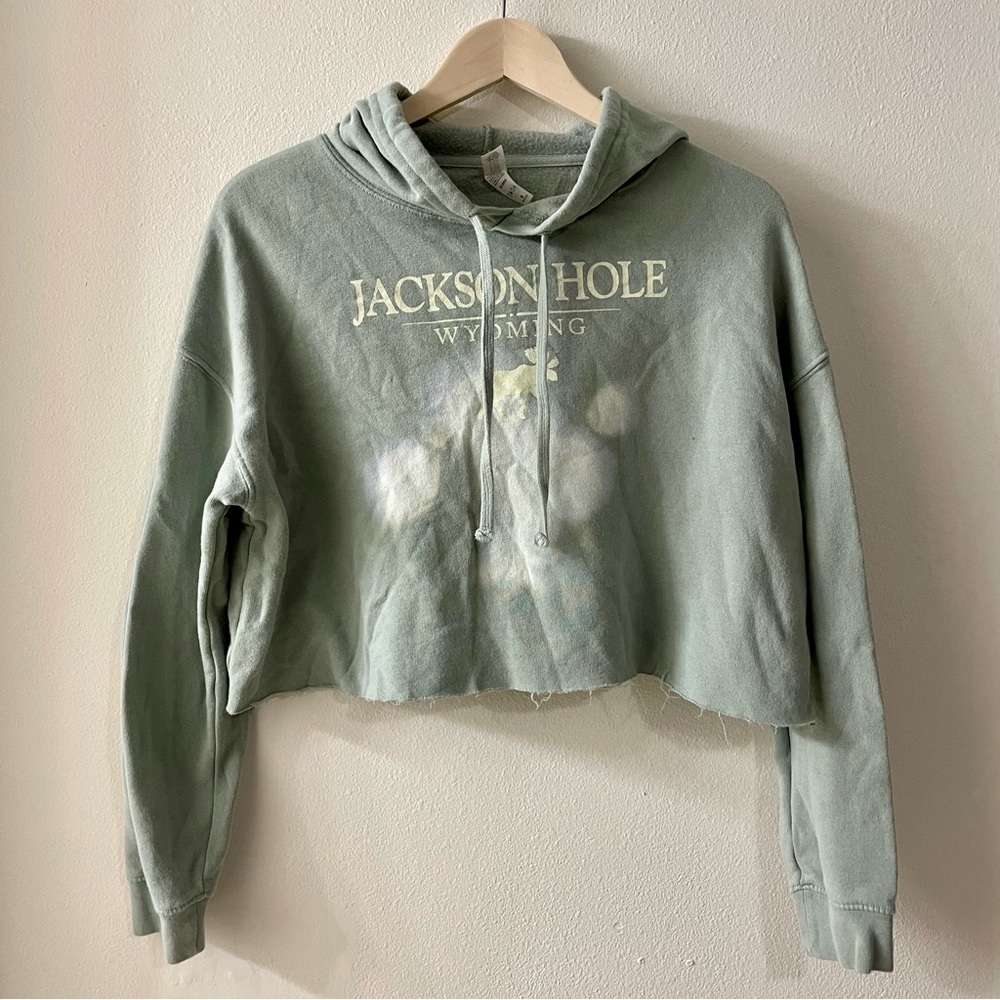 Jackson Hole Distressed Cropped Hoodie Sweater